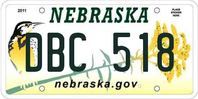 NE license plate DBC518