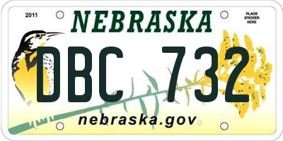 NE license plate DBC732