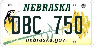 NE license plate DBC750