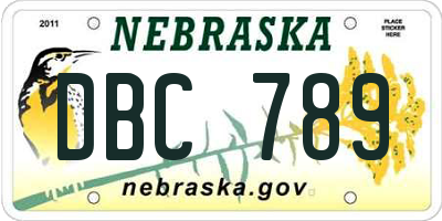 NE license plate DBC789