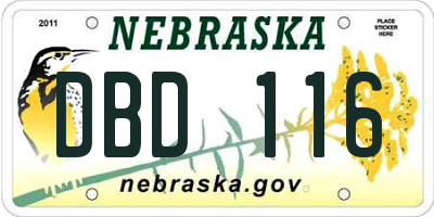 NE license plate DBD116
