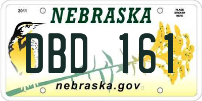 NE license plate DBD161