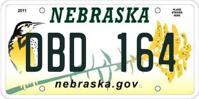 NE license plate DBD164