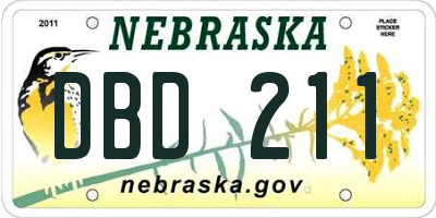 NE license plate DBD211