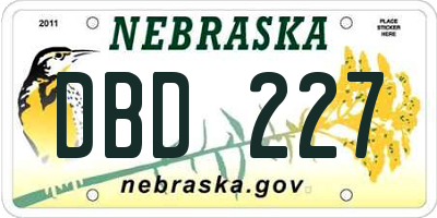 NE license plate DBD227