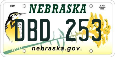 NE license plate DBD253