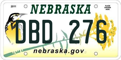 NE license plate DBD276