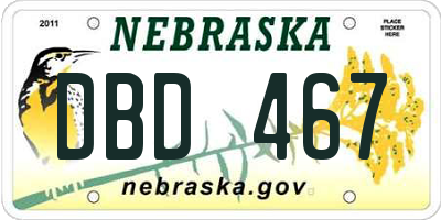NE license plate DBD467