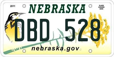 NE license plate DBD528