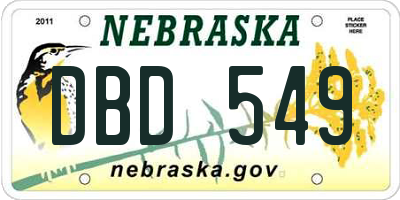NE license plate DBD549