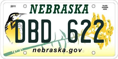 NE license plate DBD622