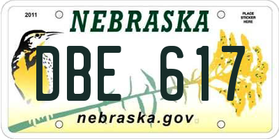NE license plate DBE617