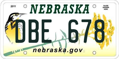 NE license plate DBE678