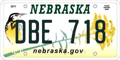 NE license plate DBE718