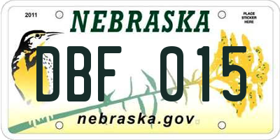 NE license plate DBF015