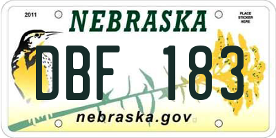 NE license plate DBF183