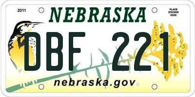 NE license plate DBF221