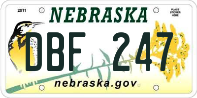 NE license plate DBF247
