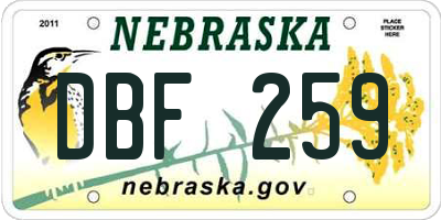 NE license plate DBF259