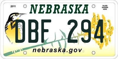NE license plate DBF294