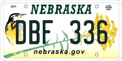 NE license plate DBF336