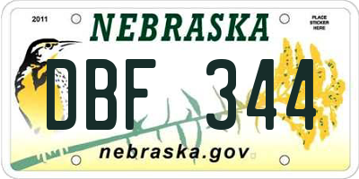 NE license plate DBF344
