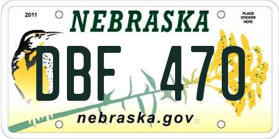 NE license plate DBF470