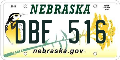 NE license plate DBF516