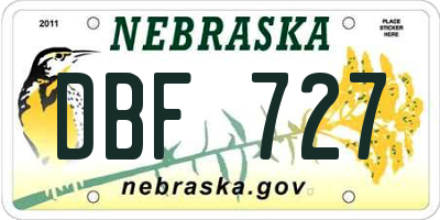 NE license plate DBF727