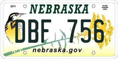 NE license plate DBF756