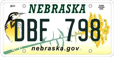 NE license plate DBF798