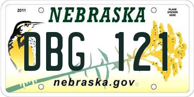 NE license plate DBG121