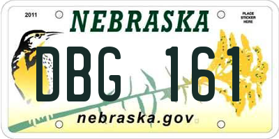 NE license plate DBG161