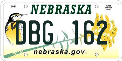 NE license plate DBG162