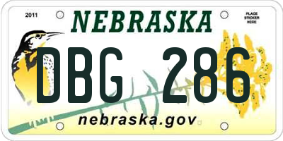 NE license plate DBG286