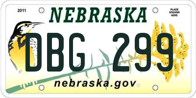 NE license plate DBG299