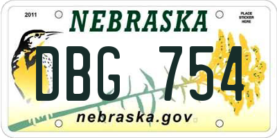 NE license plate DBG754