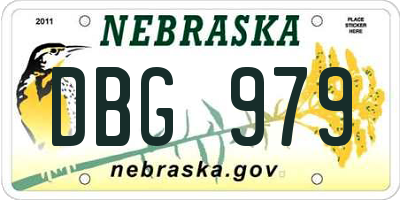 NE license plate DBG979
