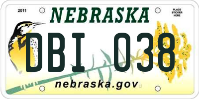 NE license plate DBI038