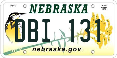 NE license plate DBI131