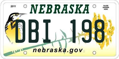 NE license plate DBI198