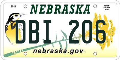 NE license plate DBI206