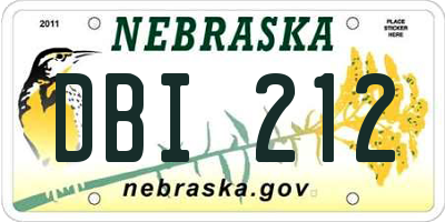 NE license plate DBI212