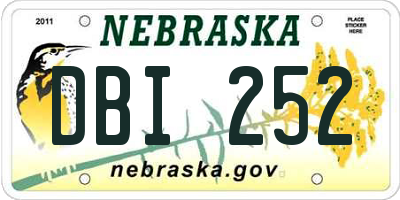 NE license plate DBI252