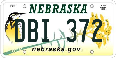 NE license plate DBI372