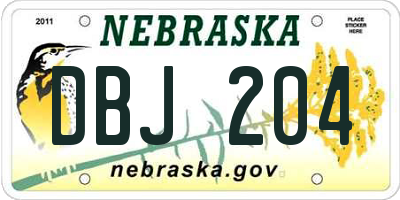 NE license plate DBJ204