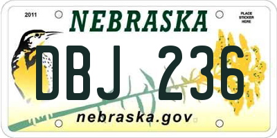 NE license plate DBJ236