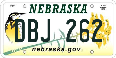NE license plate DBJ262