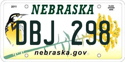 NE license plate DBJ298