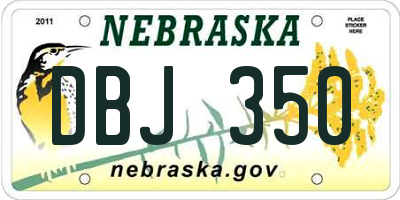 NE license plate DBJ350